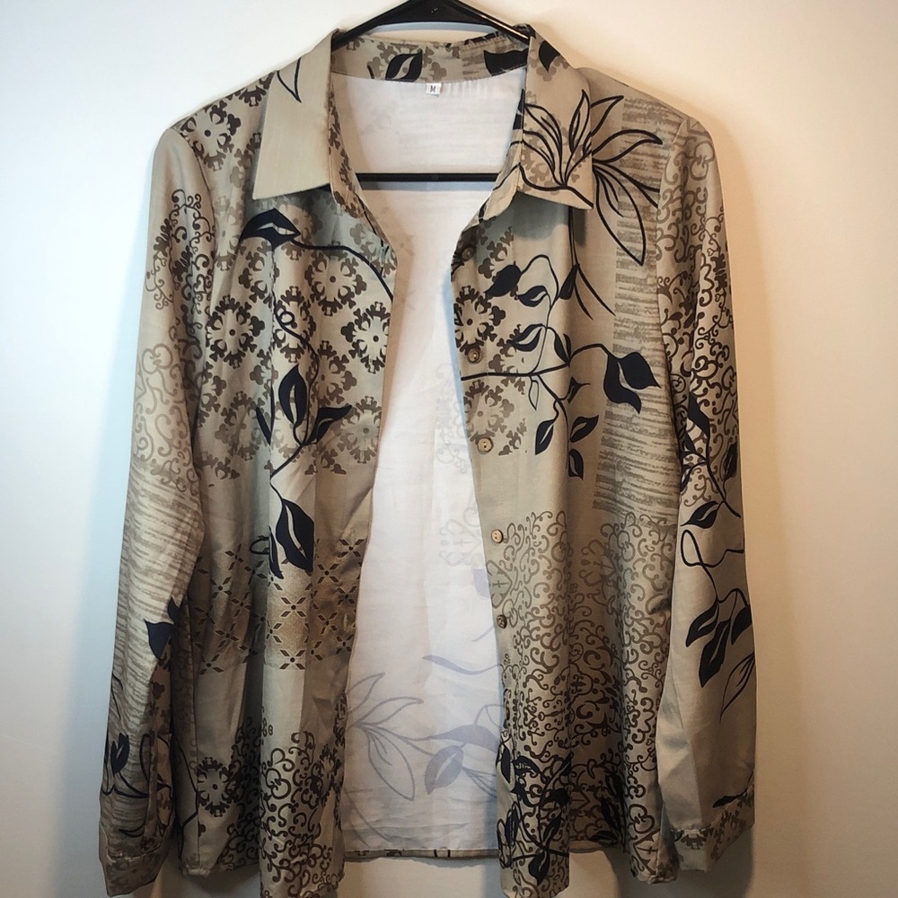Men's Beige and Black Patterned Jacket